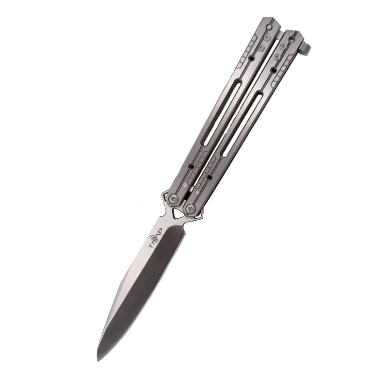 Nóż składany motylek Third Balisong Grey Stainless Steel, Satin 420 (K2920B)