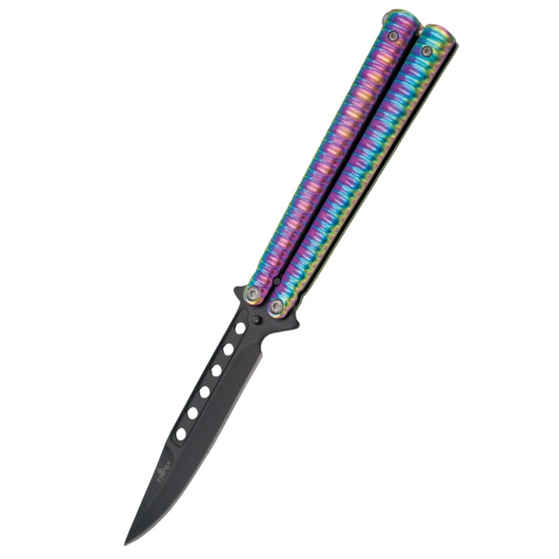 Nóż składany motylek Third Balisong Rainbow Stainless Steel, Black (16071N)