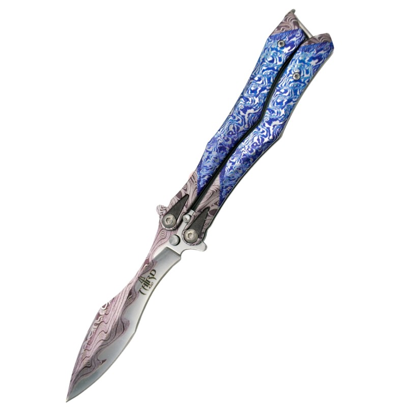 Nóż składany motylek Third Balisong Imit. Damascus Stainless Steel, Imit. Damascus 420 (K2818DC)