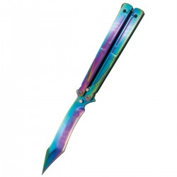 Nóż składany motylek Third Balisong Rainbow Stainless Steel, Rainbow 420 (K2805W)