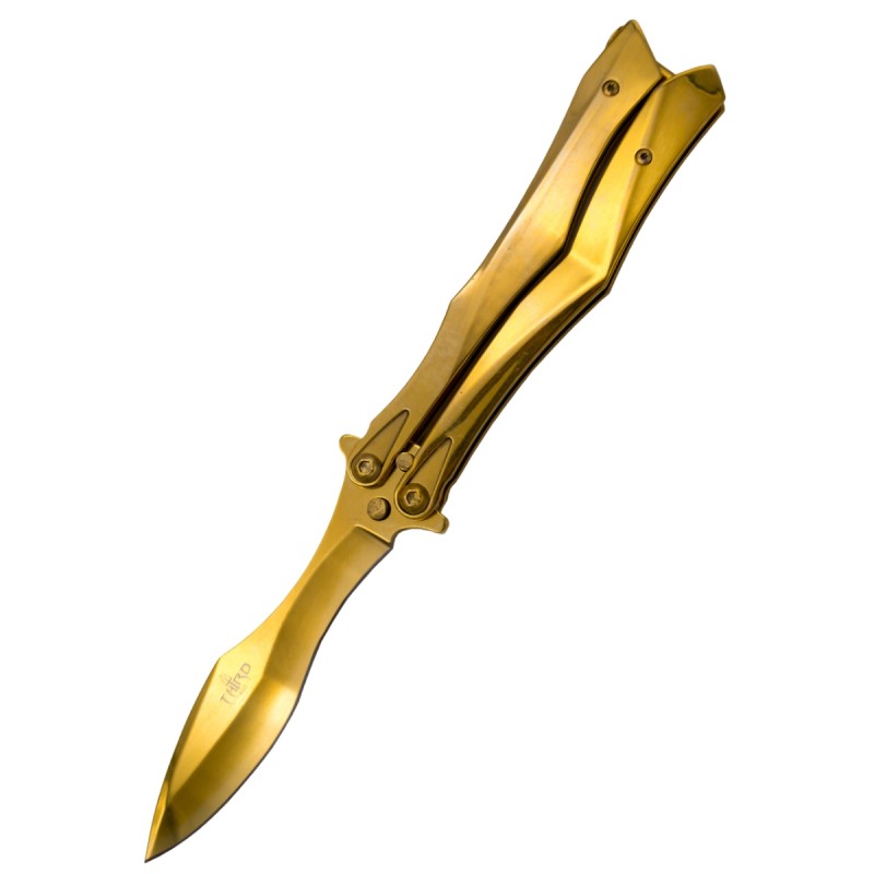 Nóż składany motylek Third Balisong Gold Titanium Stainless Steel, Gold Titanium 420 (K2818D)