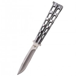 Nóż treningowy składany motylek Third Balisong Silver Stainless Steel, Satin 420 (K2919BX)