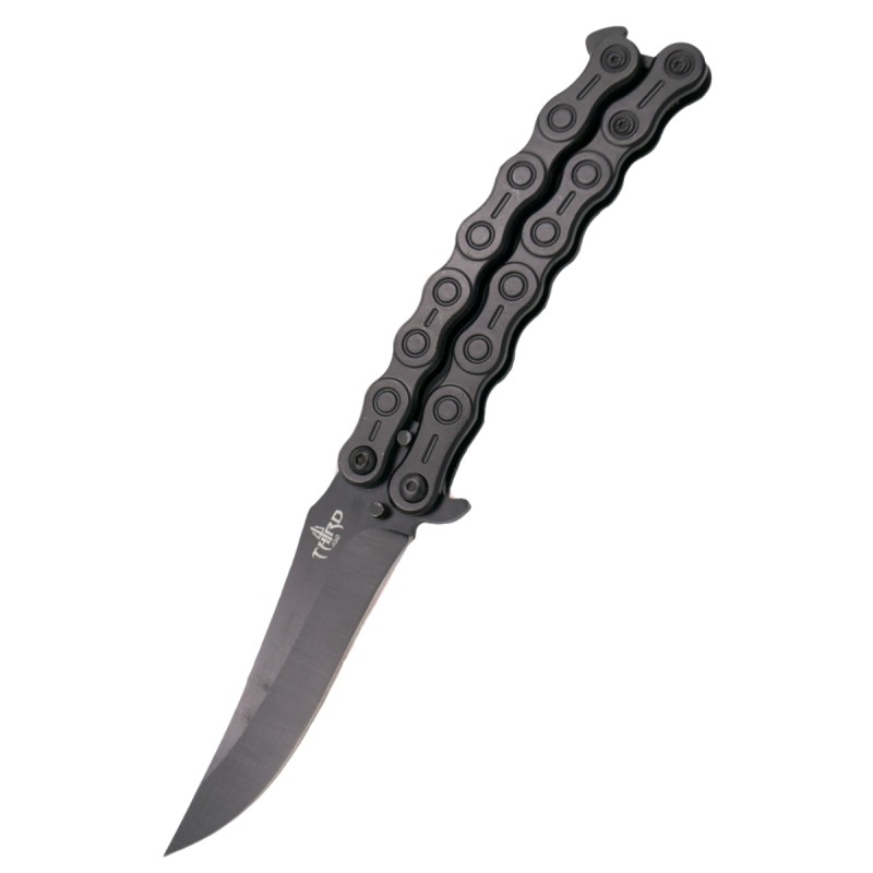 Nóż składany motylek Third Balisong Chain Design Black Stainless Steel, Black 420 (K2819BK)