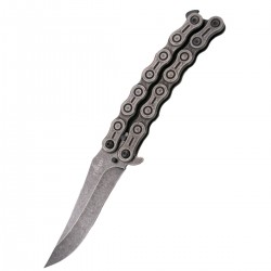 Nóż składany motylek Third Balisong Chain Design Stainless Steel, Stonewashed 420 (K2819)