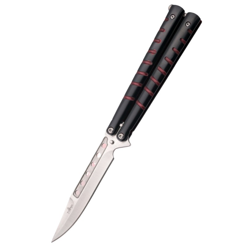 Nóż składany motylek Third Balisong Black / Red Stainless Steel, Satin 420 (16071R)