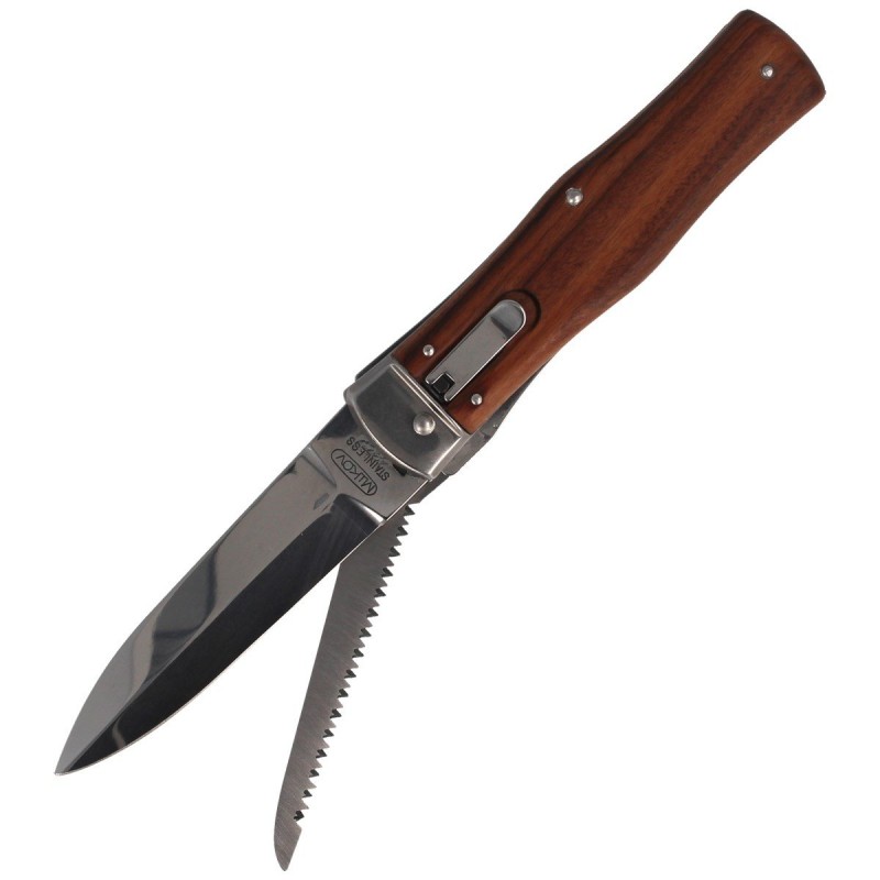 Nóż sprężynowy Mikov Predator Wood z Piłą (241-ND-2/KP)