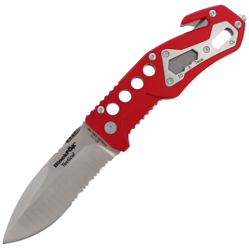 Nóż ratowniczy BlackFox Aluminium Red Rescue Folder (BF-117)